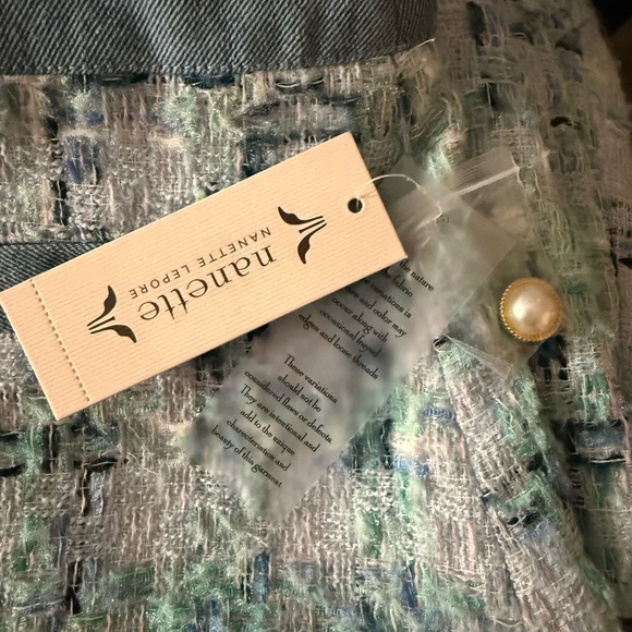 Nanette Lepore Tweed Button Front Mini Skirt Blue Multi Size L NWT - Picture 7 of 9